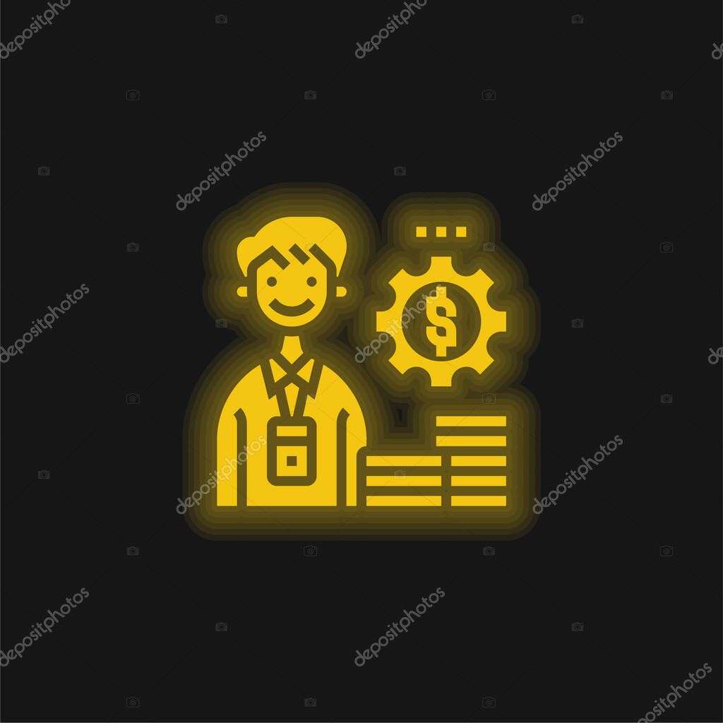 Accountant yellow glowing neon icon