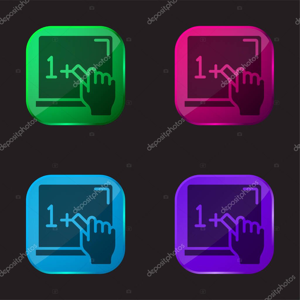 Blackboard four color glass button icon