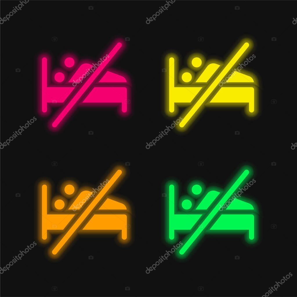 Abstinence four color glowing neon vector icon