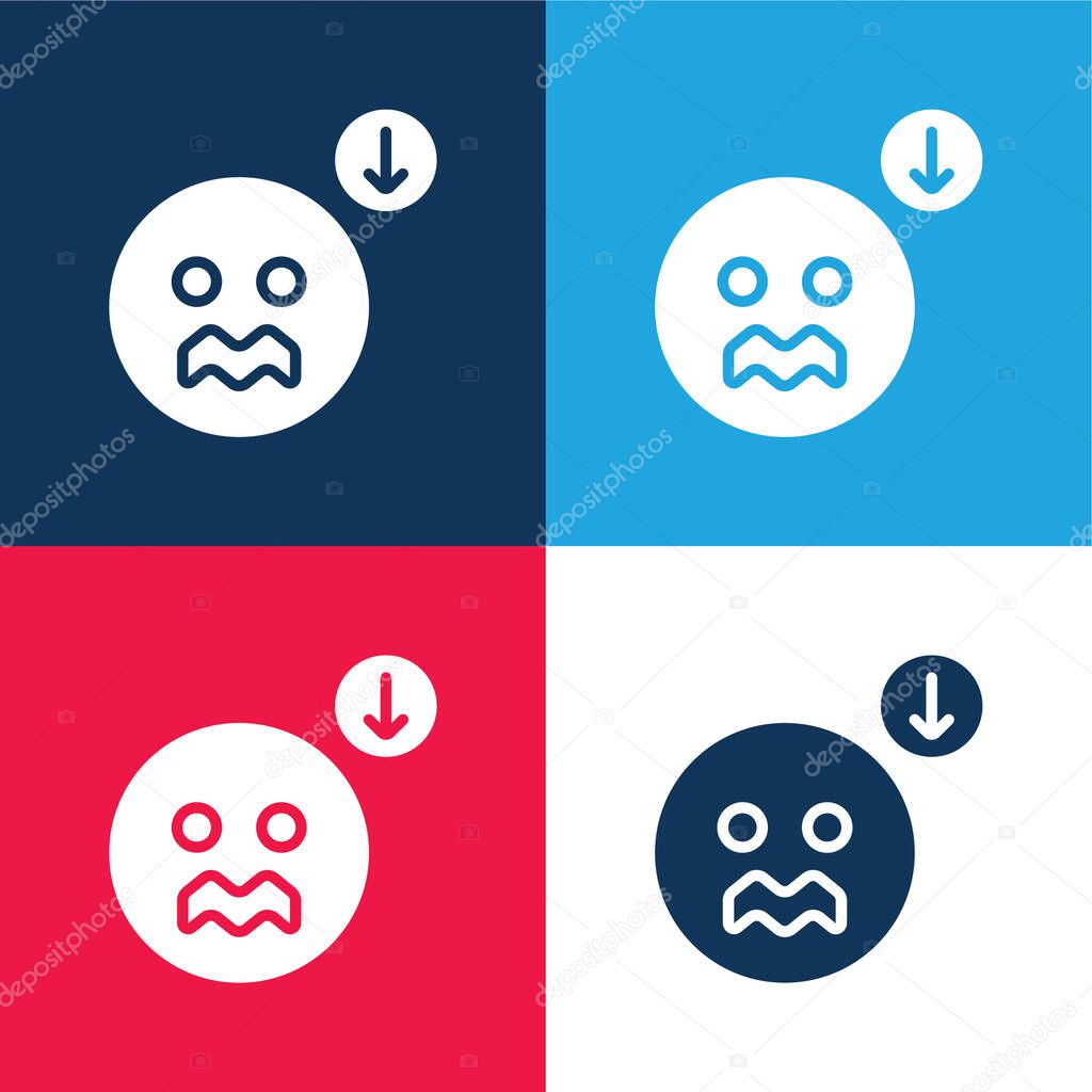 Anxiety blue and red four color minimal icon set