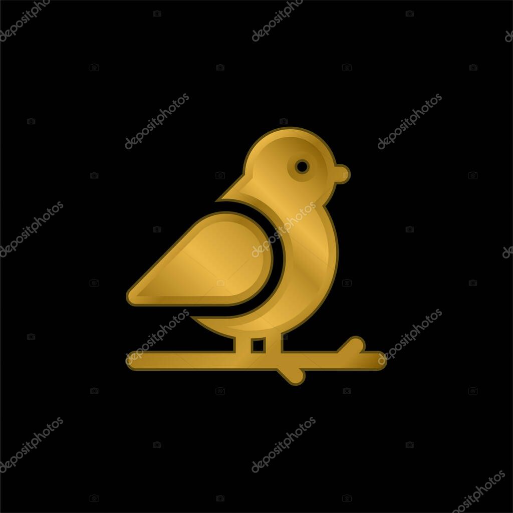 Bird gold plated metalic icon or logo vector