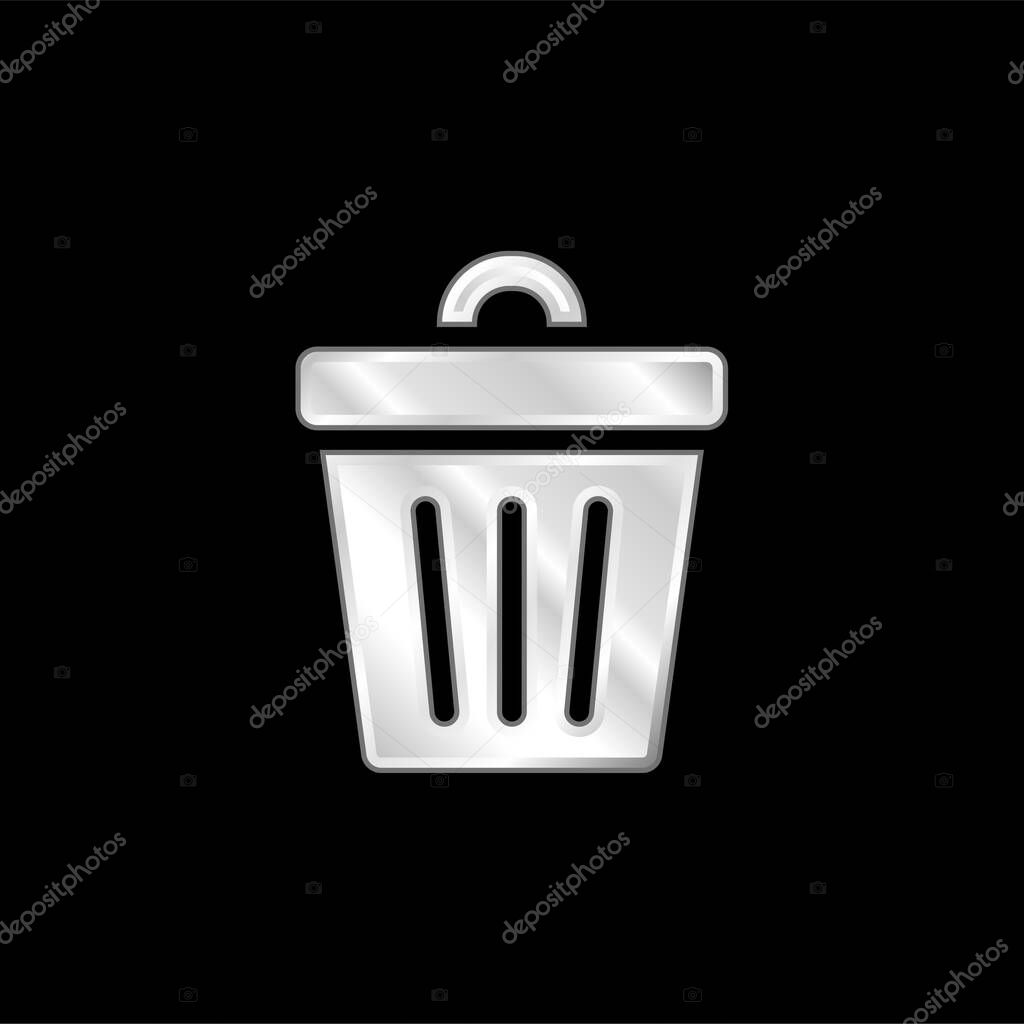Bin silver plated metallic icon