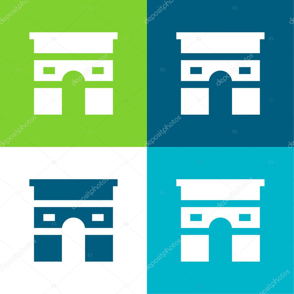 Arc De Triomphe Flat four color minimal icon set