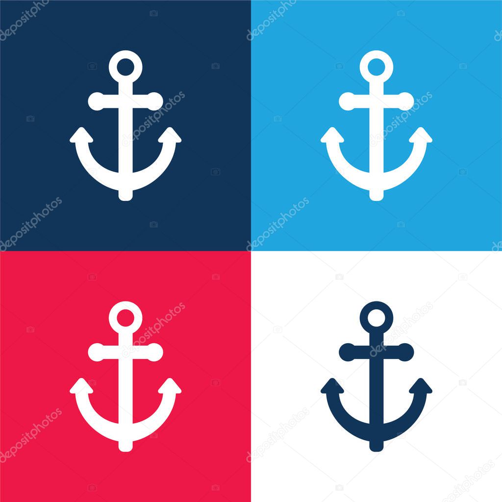Anchor blue and red four color minimal icon set