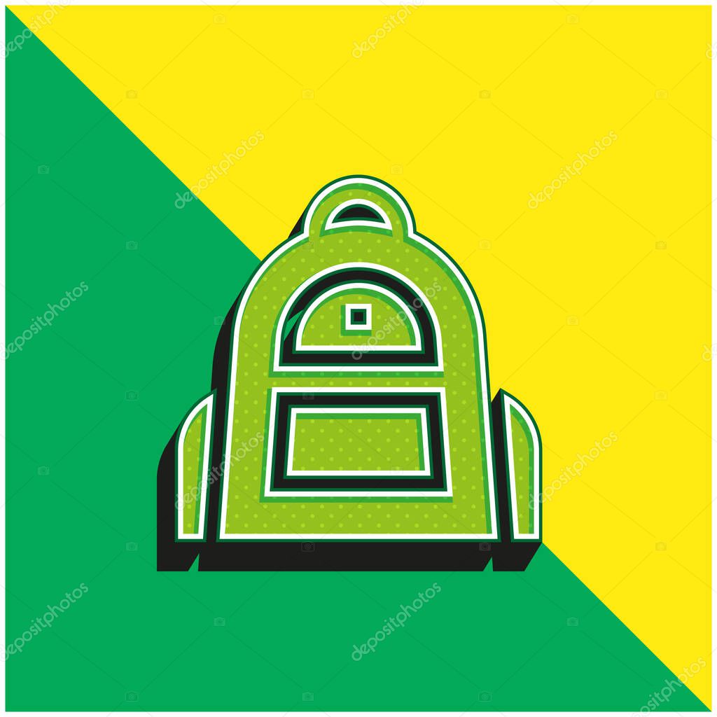 Backpack Green and yellow modern 3d vector icon logo