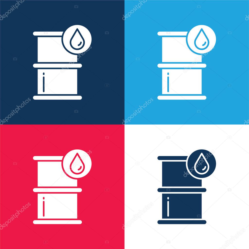 Barrel blue and red four color minimal icon set