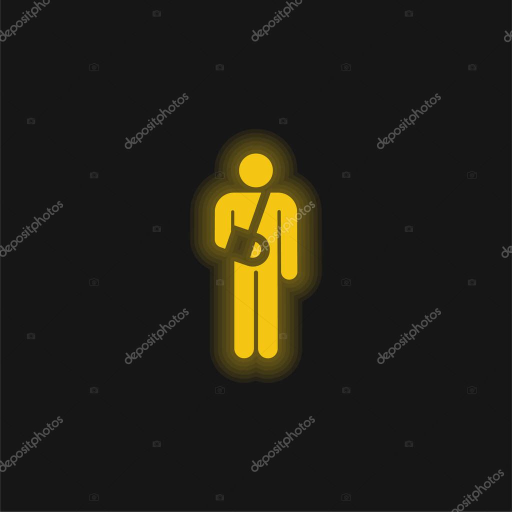 Accident yellow glowing neon icon