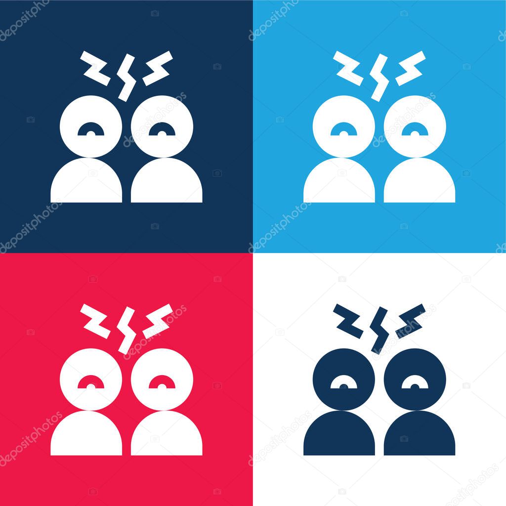 Angry blue and red four color minimal icon set