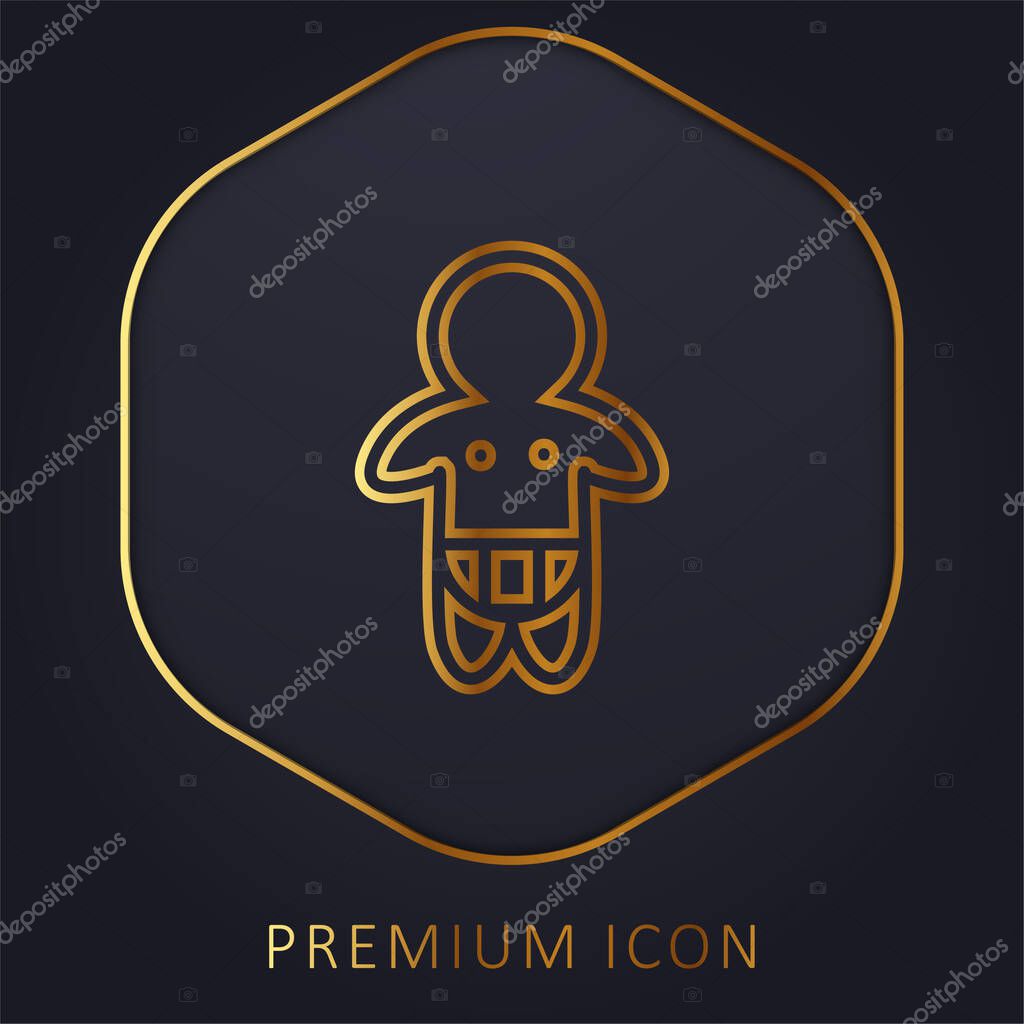 Baby Wearing Diaper Only Outline golden line premium logo or icon