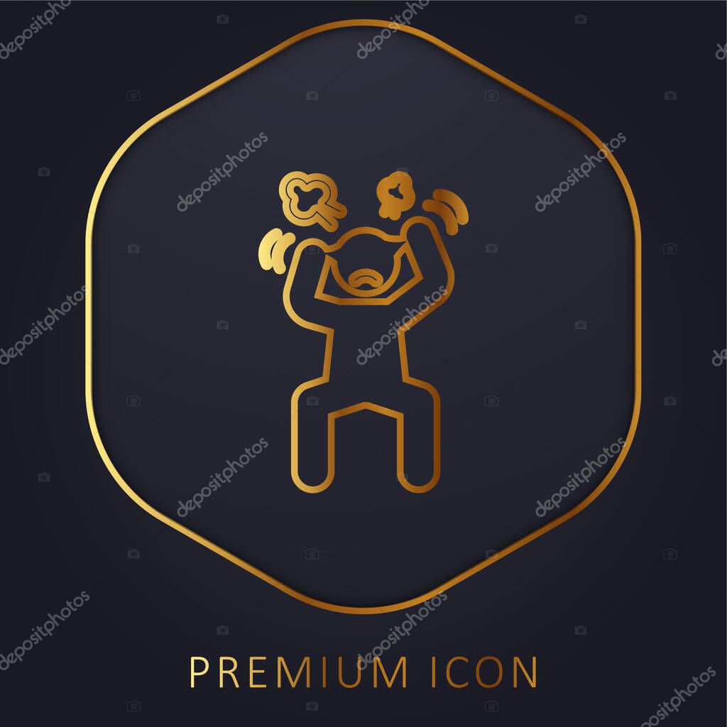 Angry Man golden line premium logo or icon