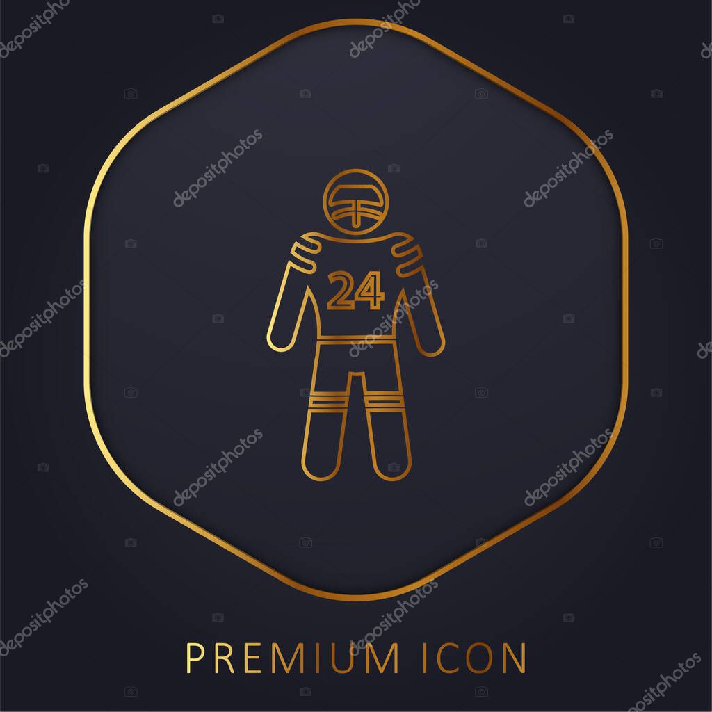 American Football Player golden line premium logo or icon