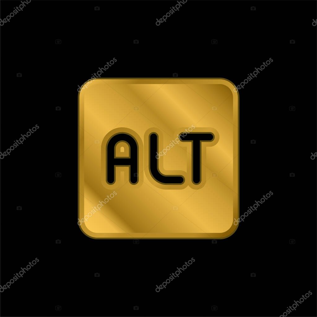 Alt gold plated metalic icon or logo vector
