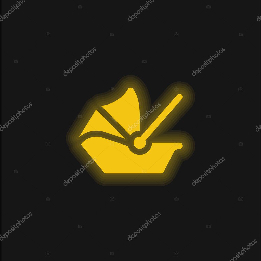Baby Carrier yellow glowing neon icon
