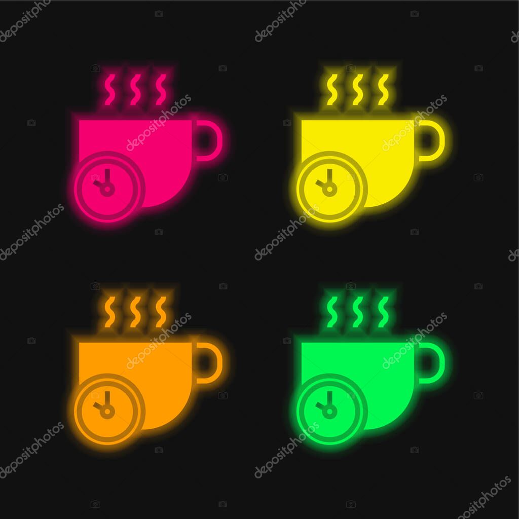 Break four color glowing neon vector icon
