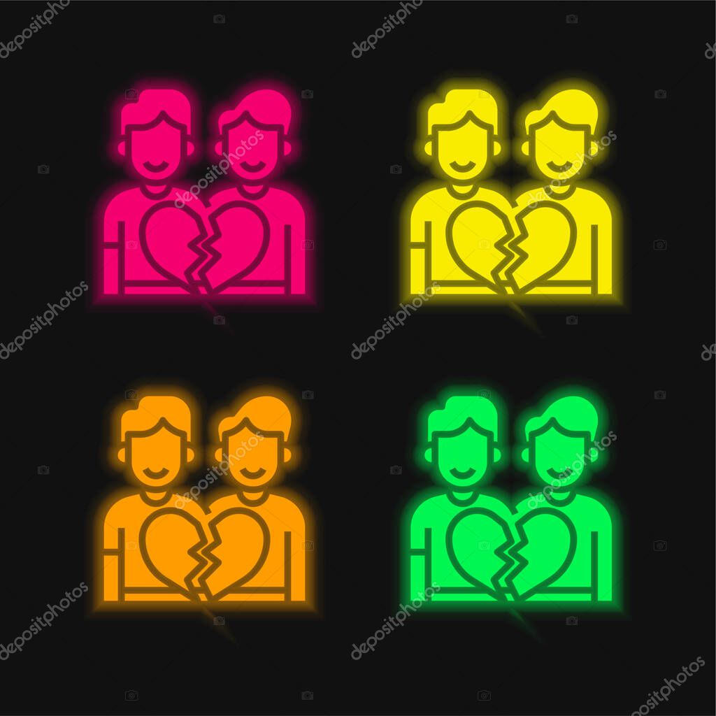 Anti Gay four color glowing neon vector icon