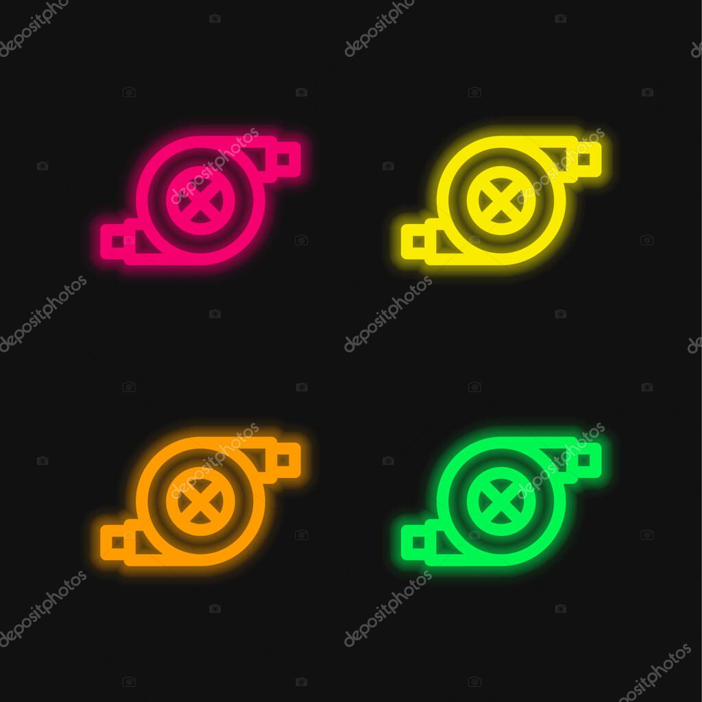 Air Filter four color glowing neon vector icon