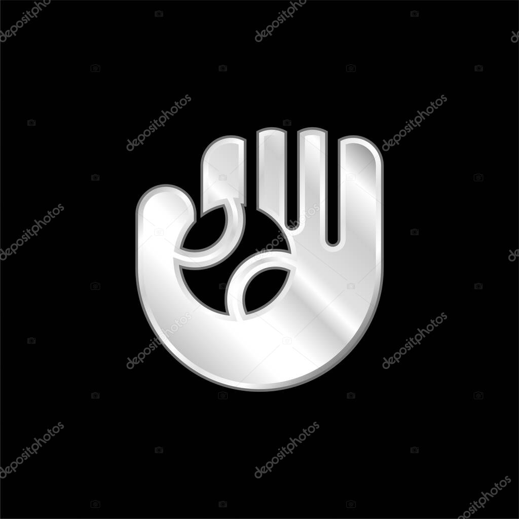 Baseball Glove silver plated metallic icon