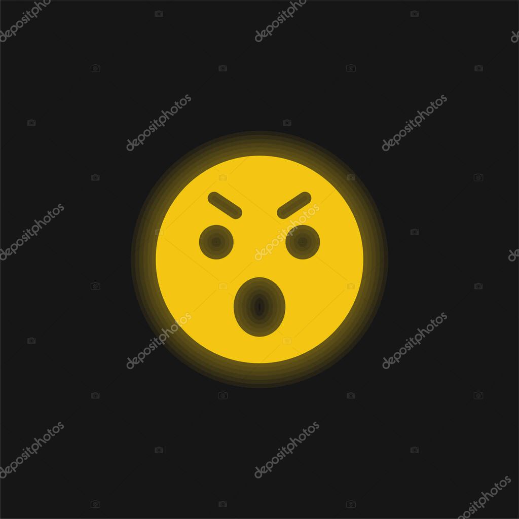 Angry yellow glowing neon icon