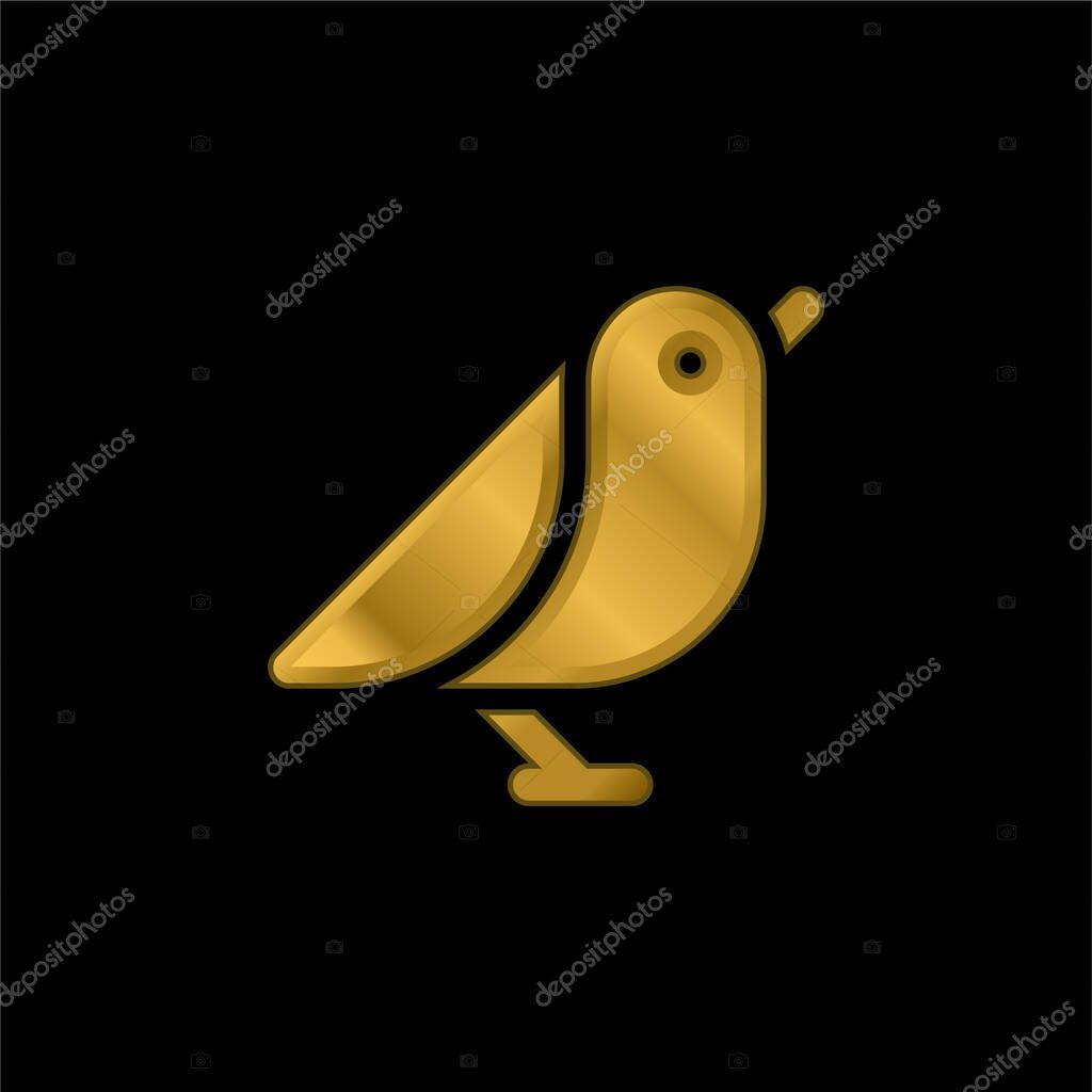 Bird gold plated metalic icon or logo vector