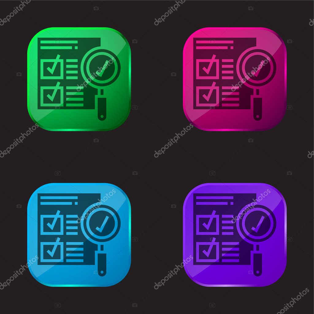 Approval four color glass button icon