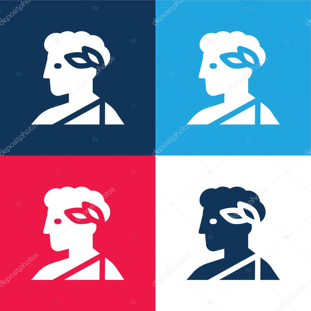 Apollo blue and red four color minimal icon set