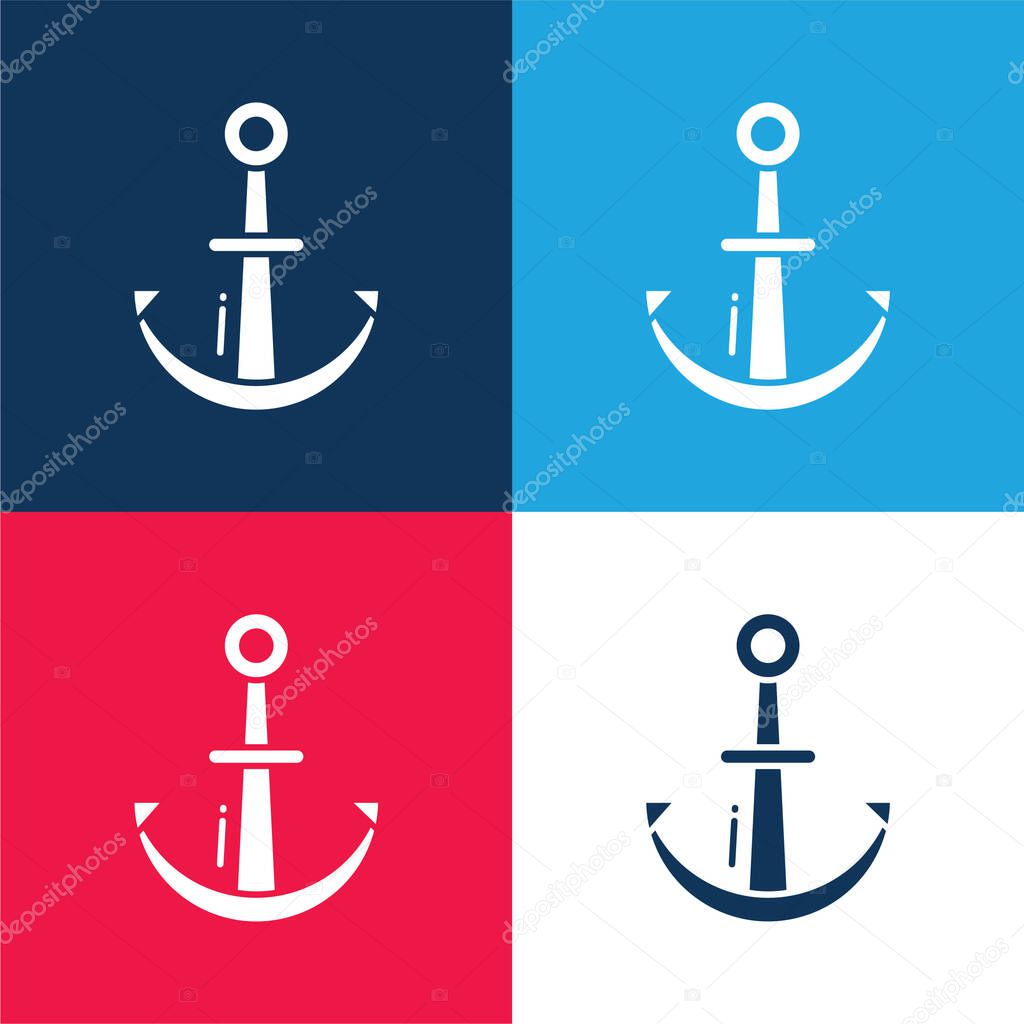 Anchor blue and red four color minimal icon set
