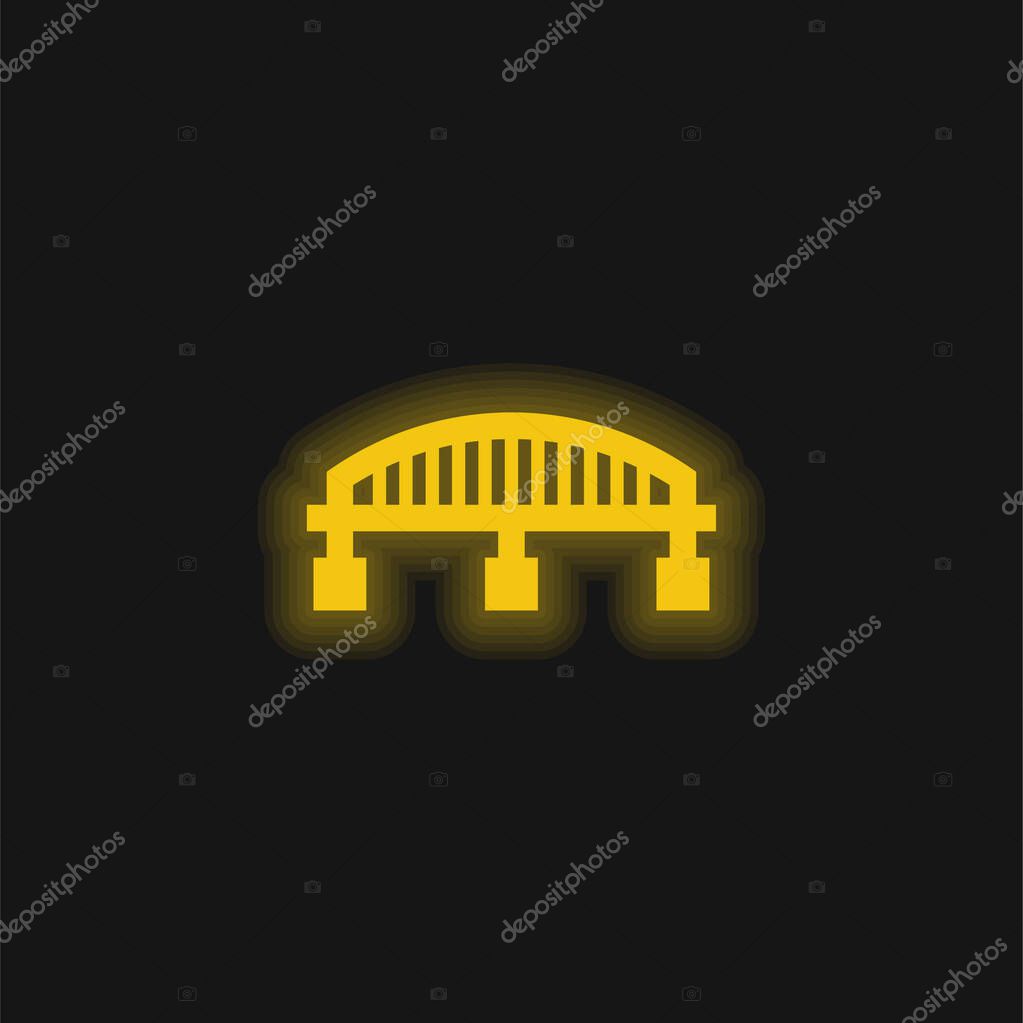 Bridge yellow glowing neon icon