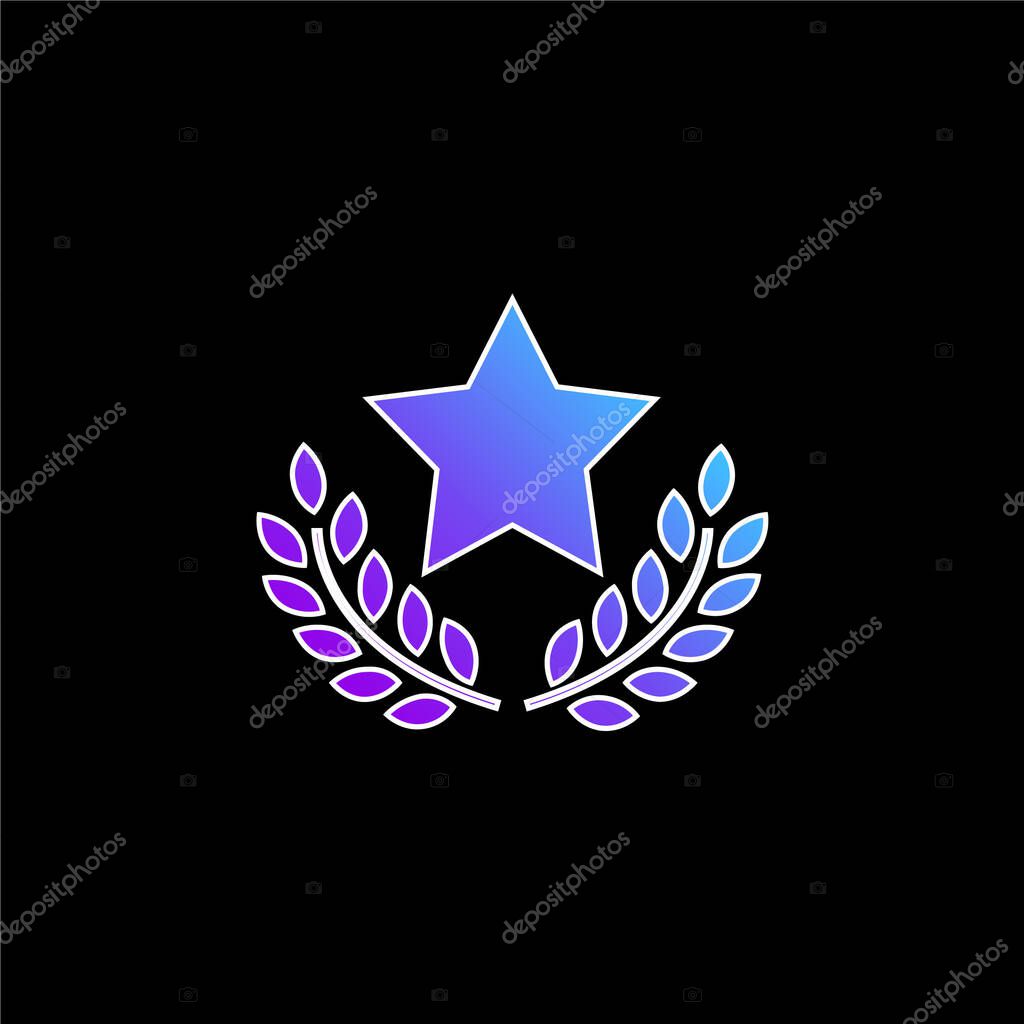 Award Star With Olive Branches blue gradient vector icon