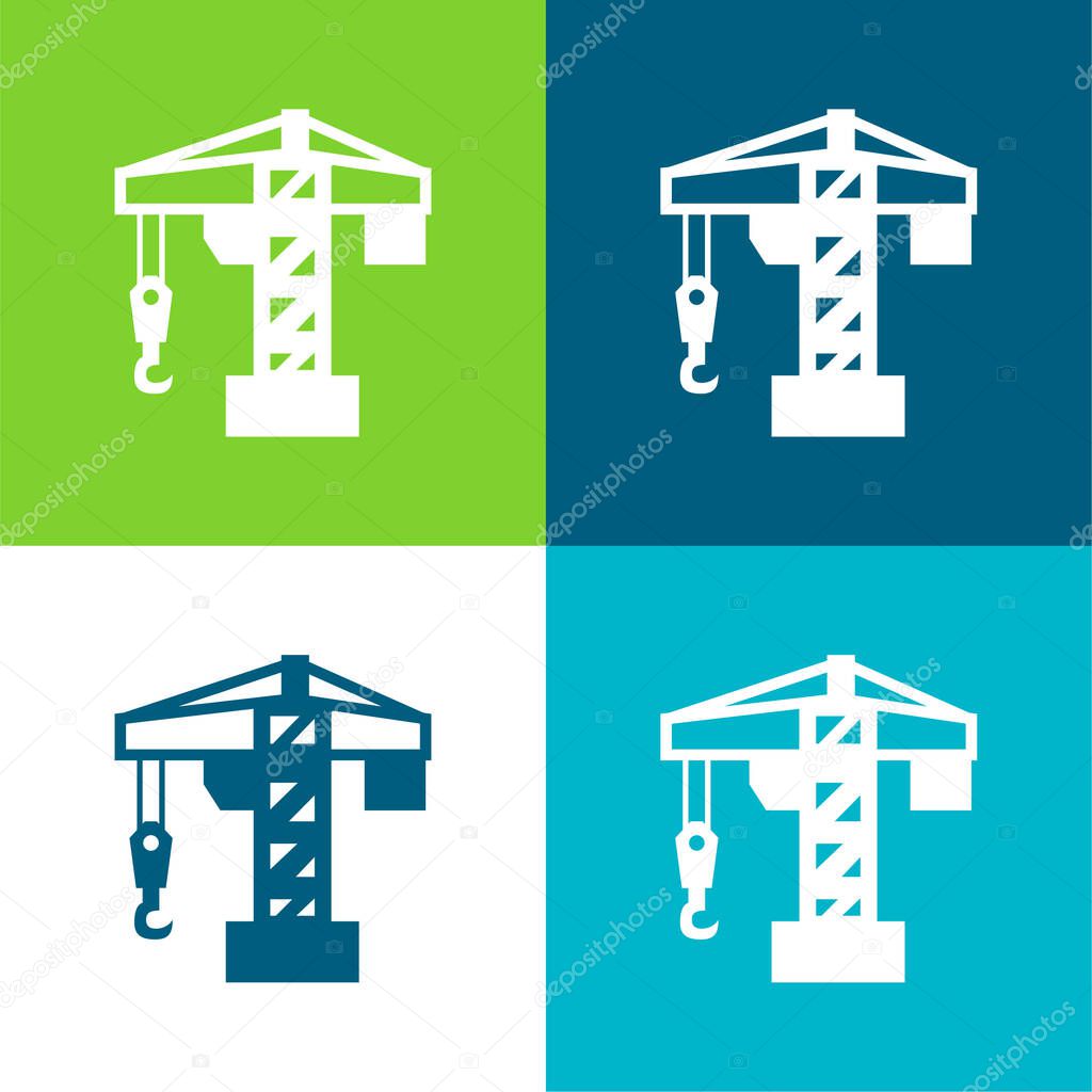 Architecture Crane Tool Flat four color minimal icon set