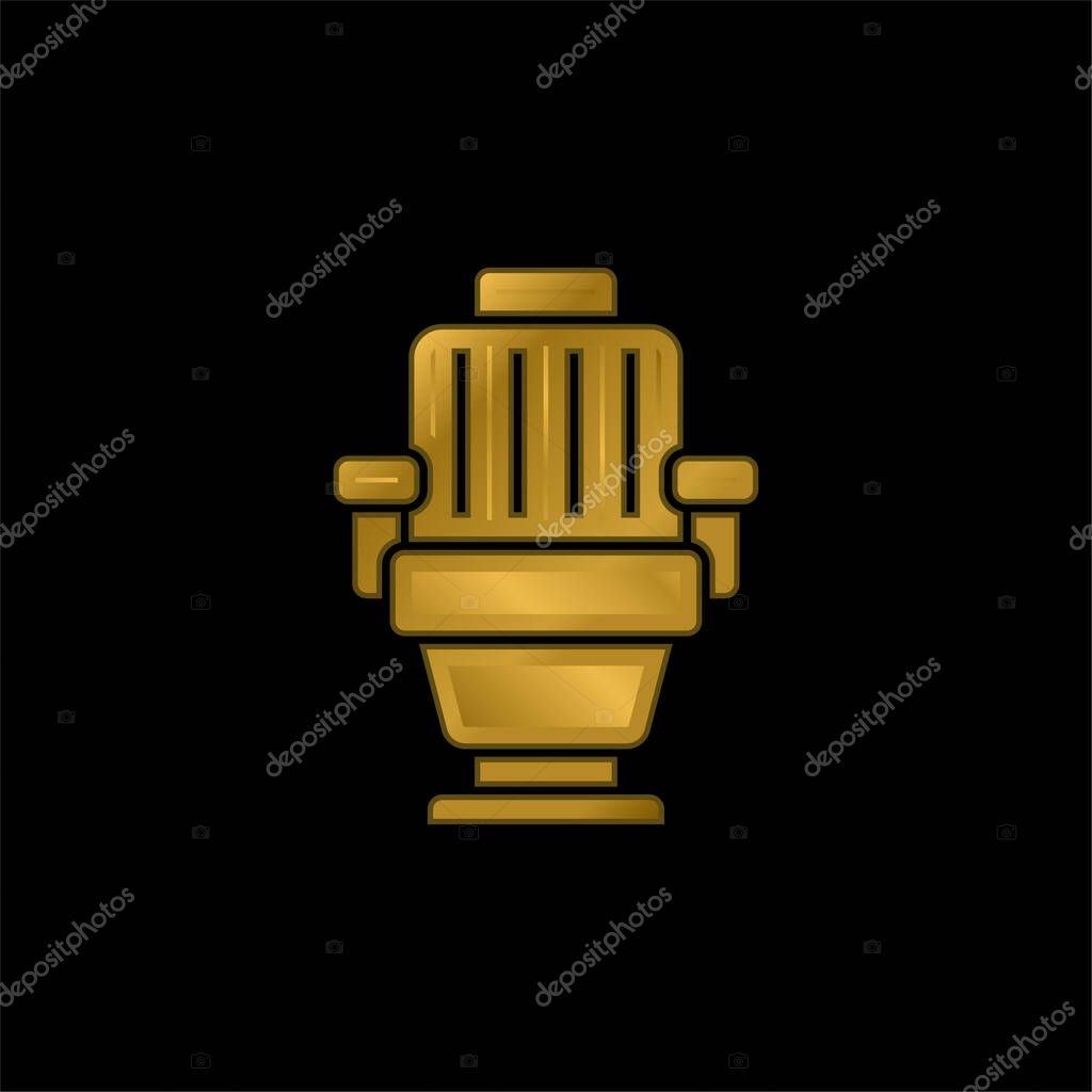 Armchair gold plated metalic icon or logo vector