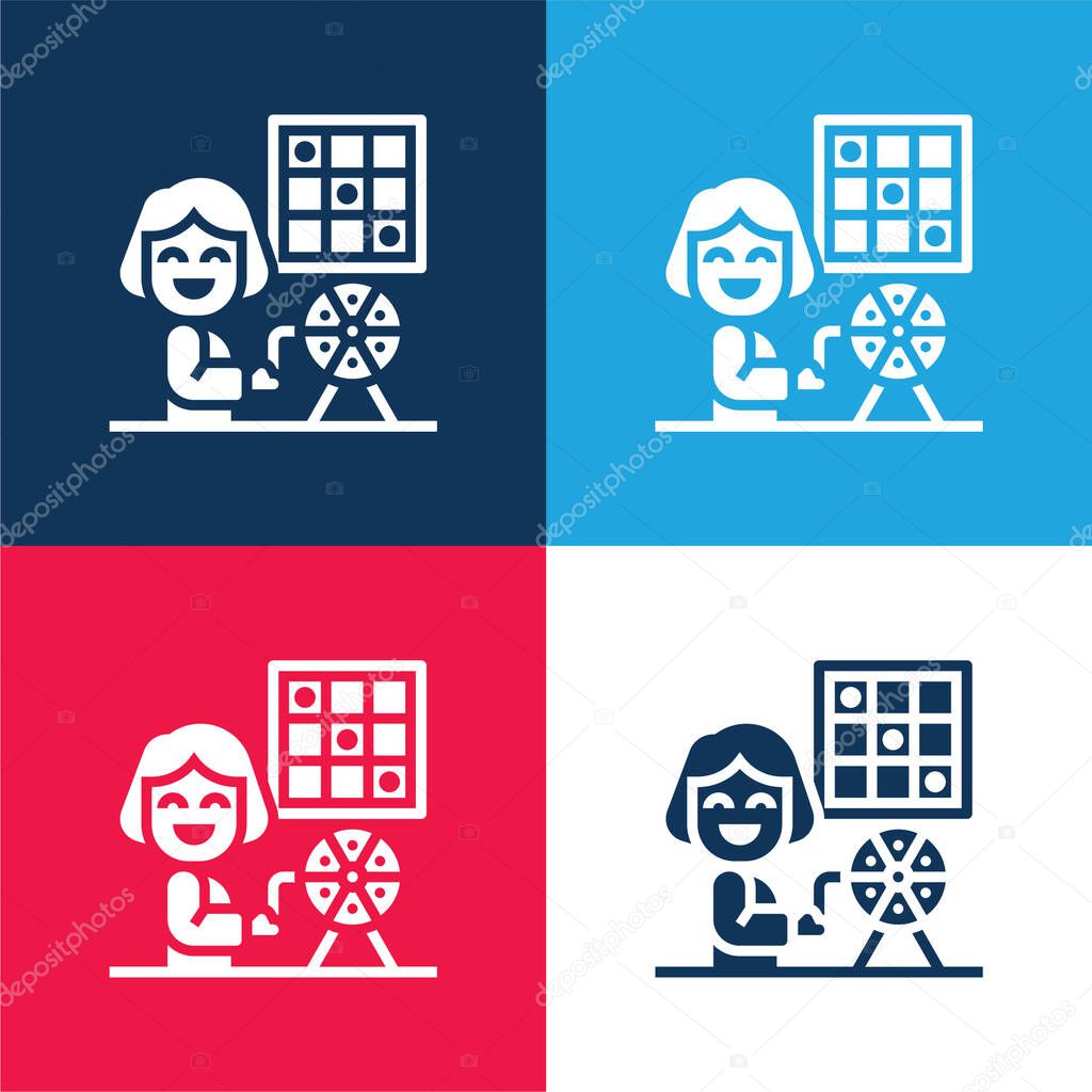 Bingo blue and red four color minimal icon set