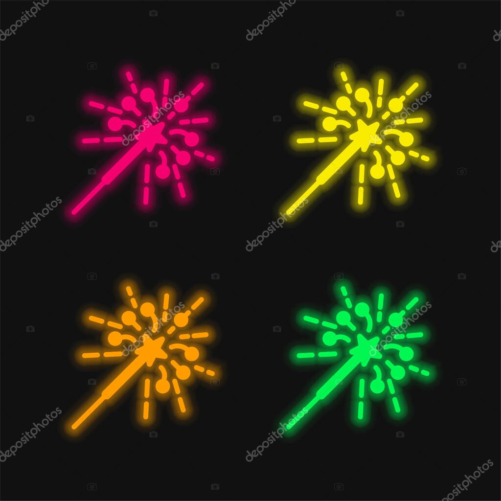 Bengal Light four color glowing neon vector icon