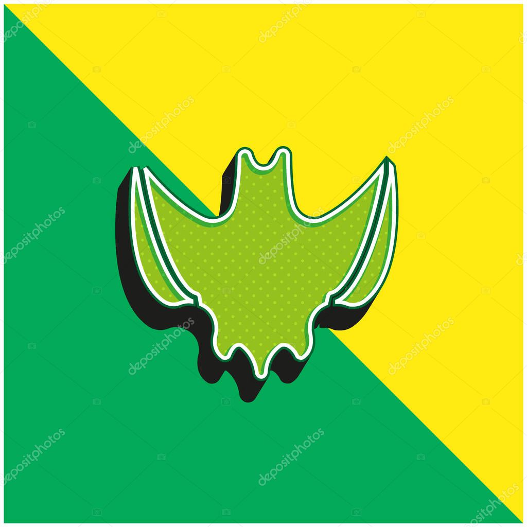 Bat Green and yellow modern 3d vector icon logo
