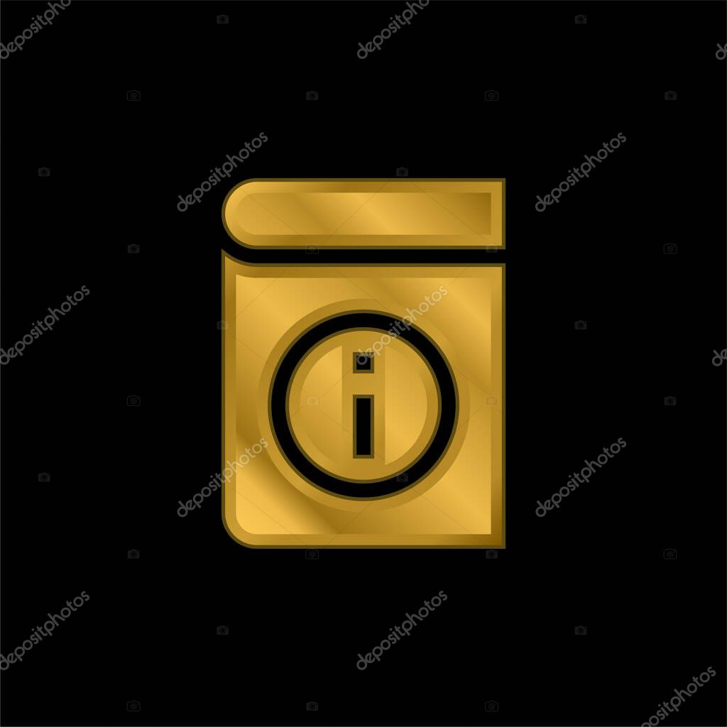 Book gold plated metalic icon or logo vector