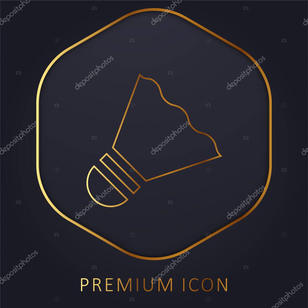 Badminton golden line premium logo or icon