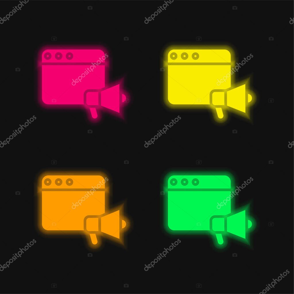 Announcer four color glowing neon vector icon