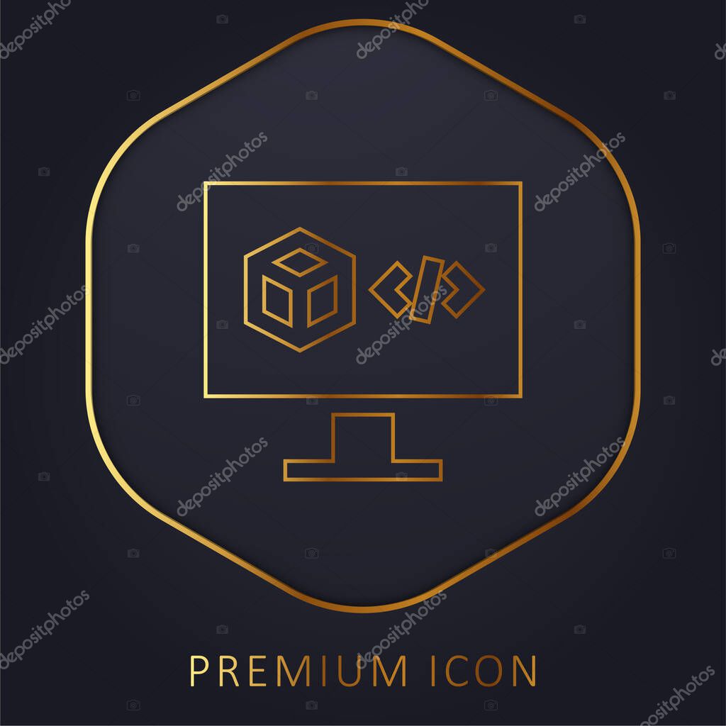 3d Printing Software golden line premium logo or icon