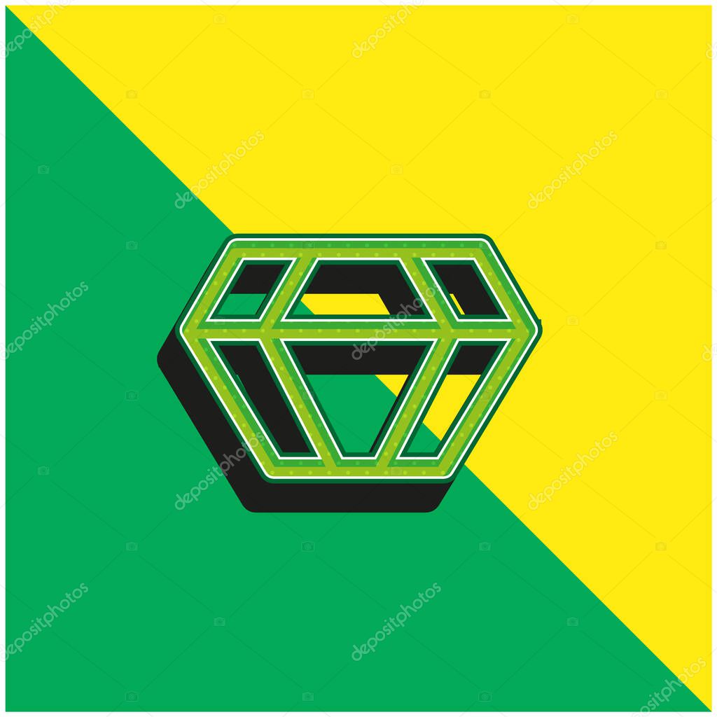Big Diamond Green and yellow modern 3d vector icon logo