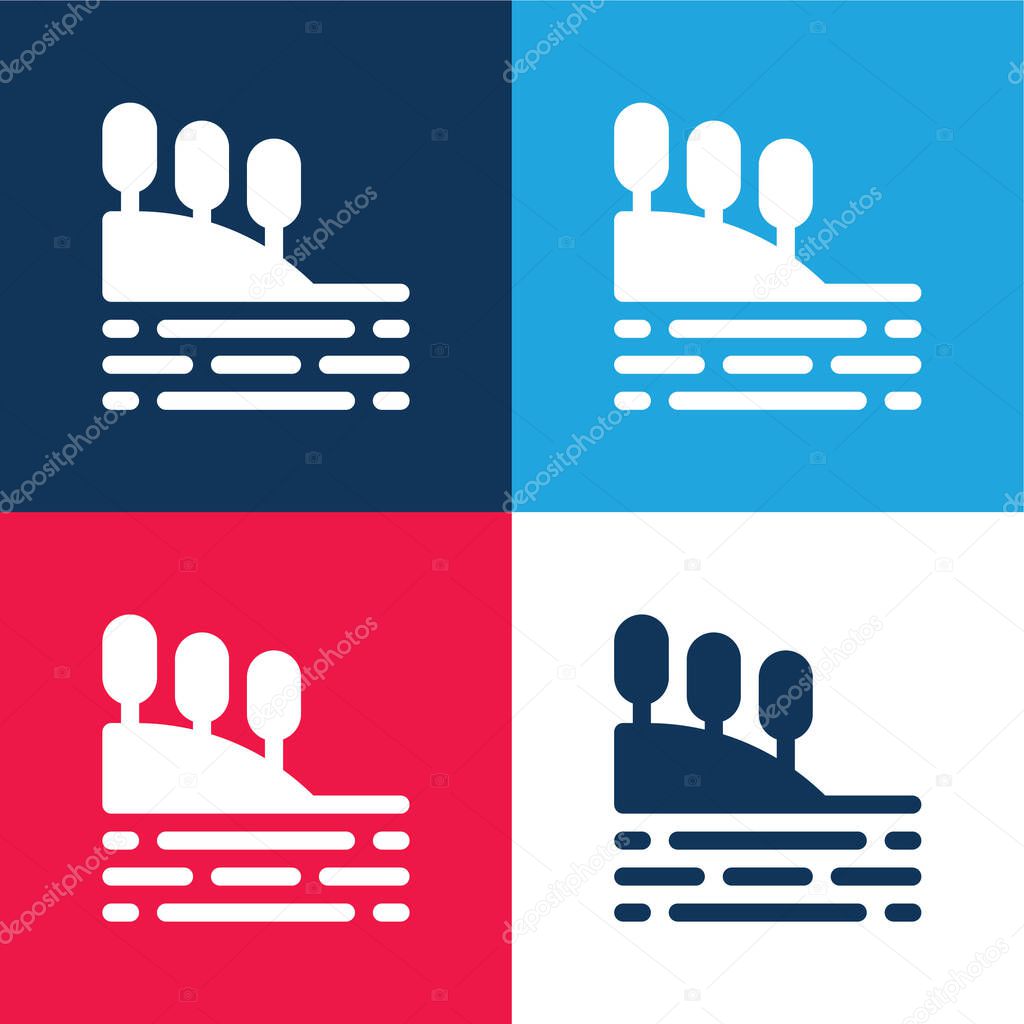Bay blue and red four color minimal icon set