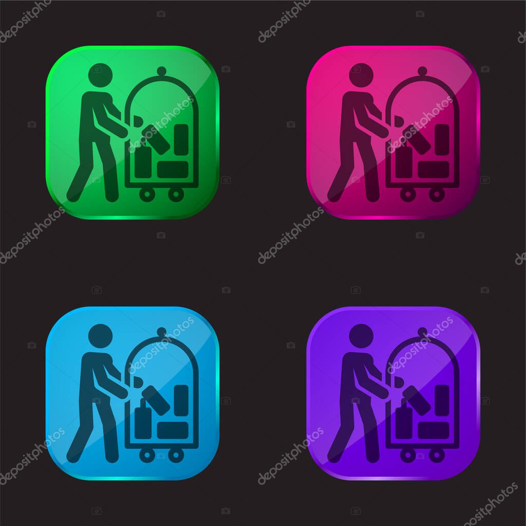 Bellboy four color glass button icon