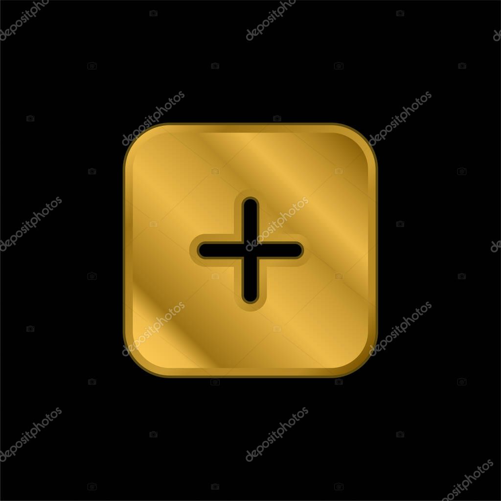Add gold plated metalic icon or logo vector