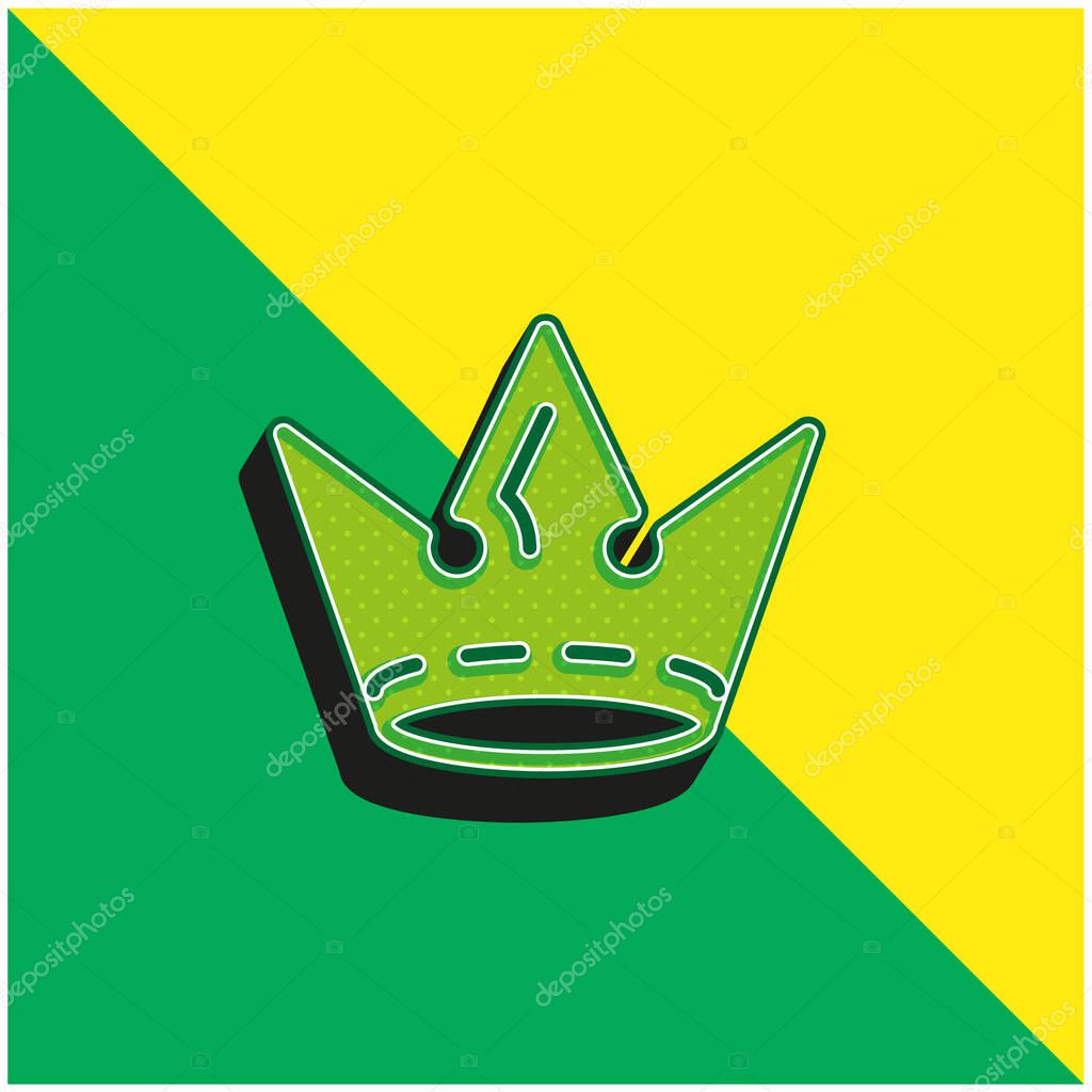 Crown Green and yellow modern 3d vector icon logo
