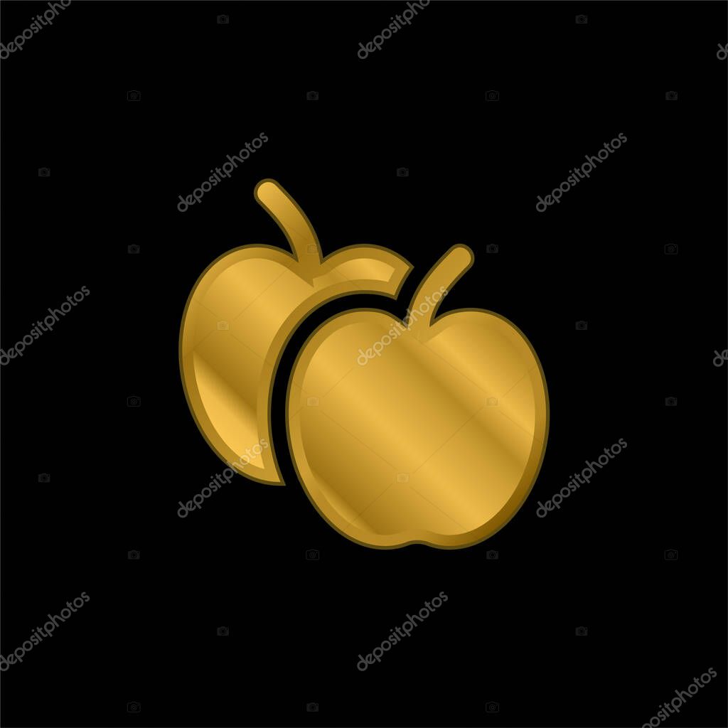 Apples gold plated metalic icon or logo vector