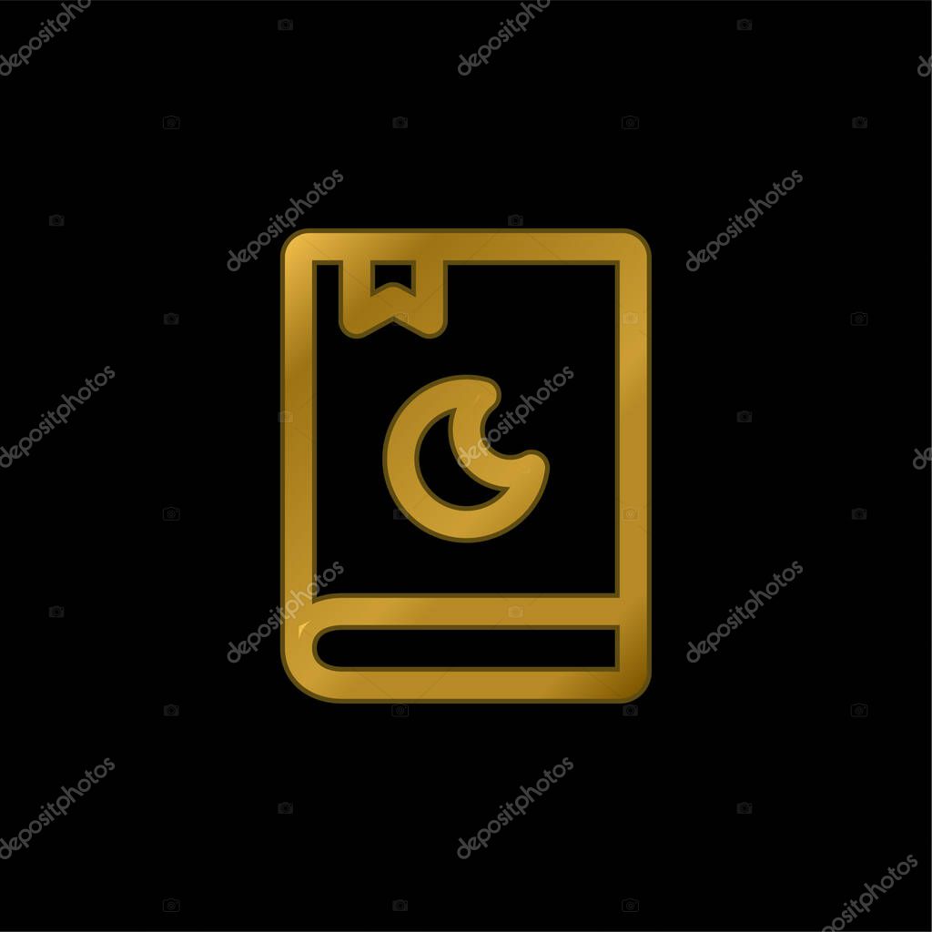Baby Book gold plated metalic icon or logo vector