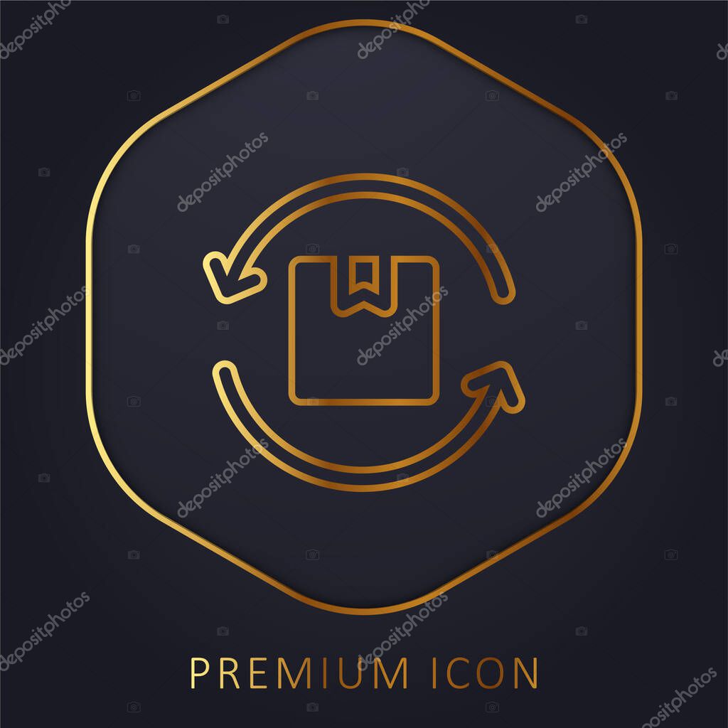 Box golden line premium logo or icon