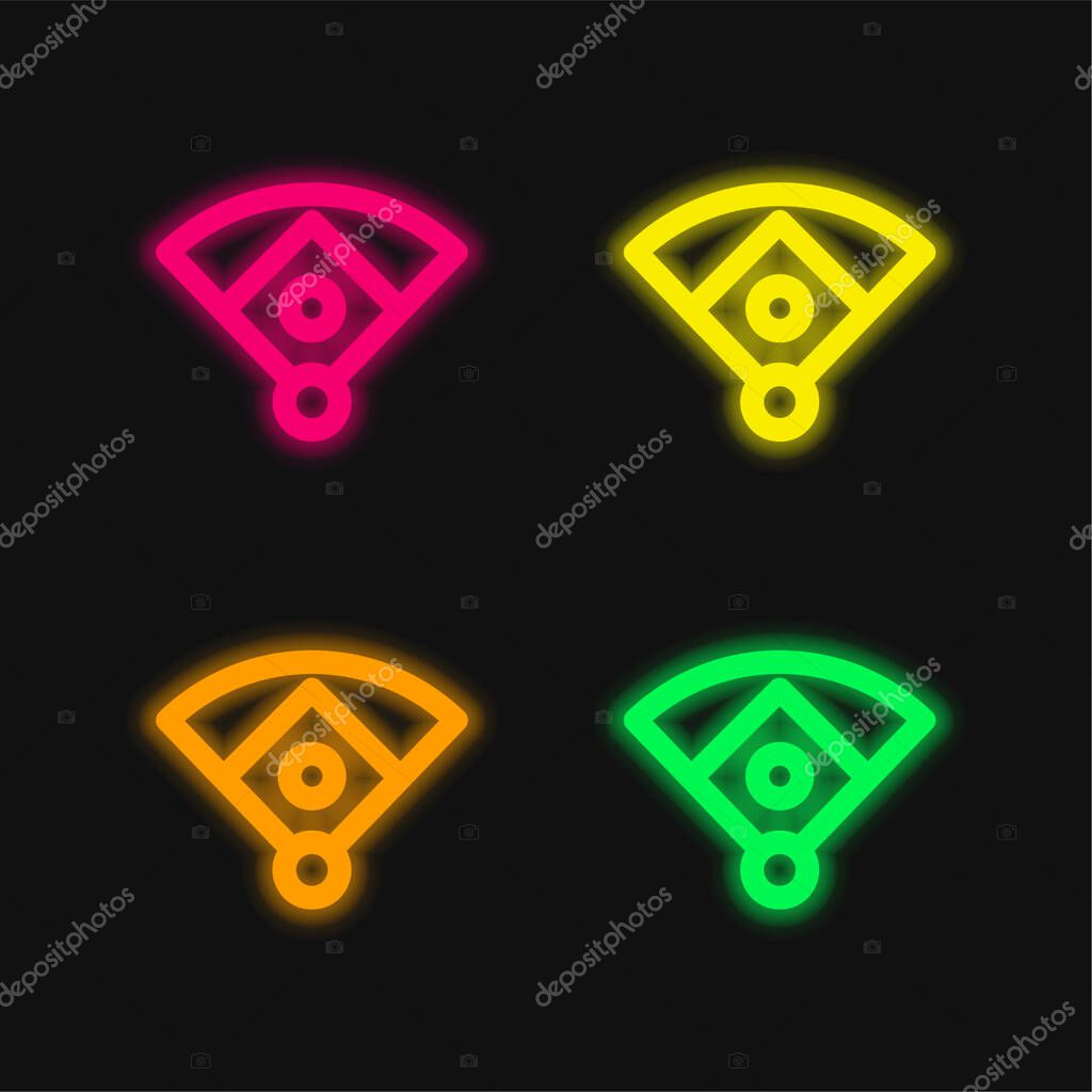 Baseball Diamond four color glowing neon vector icon