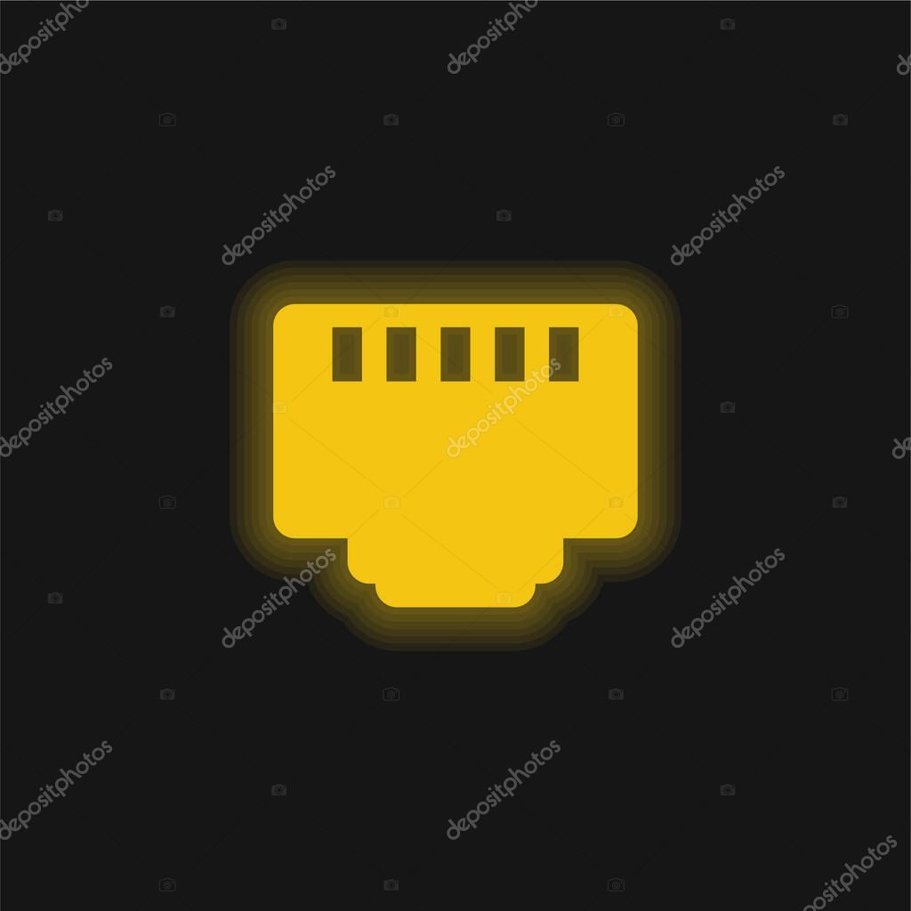 5 Pin Connector yellow glowing neon icon