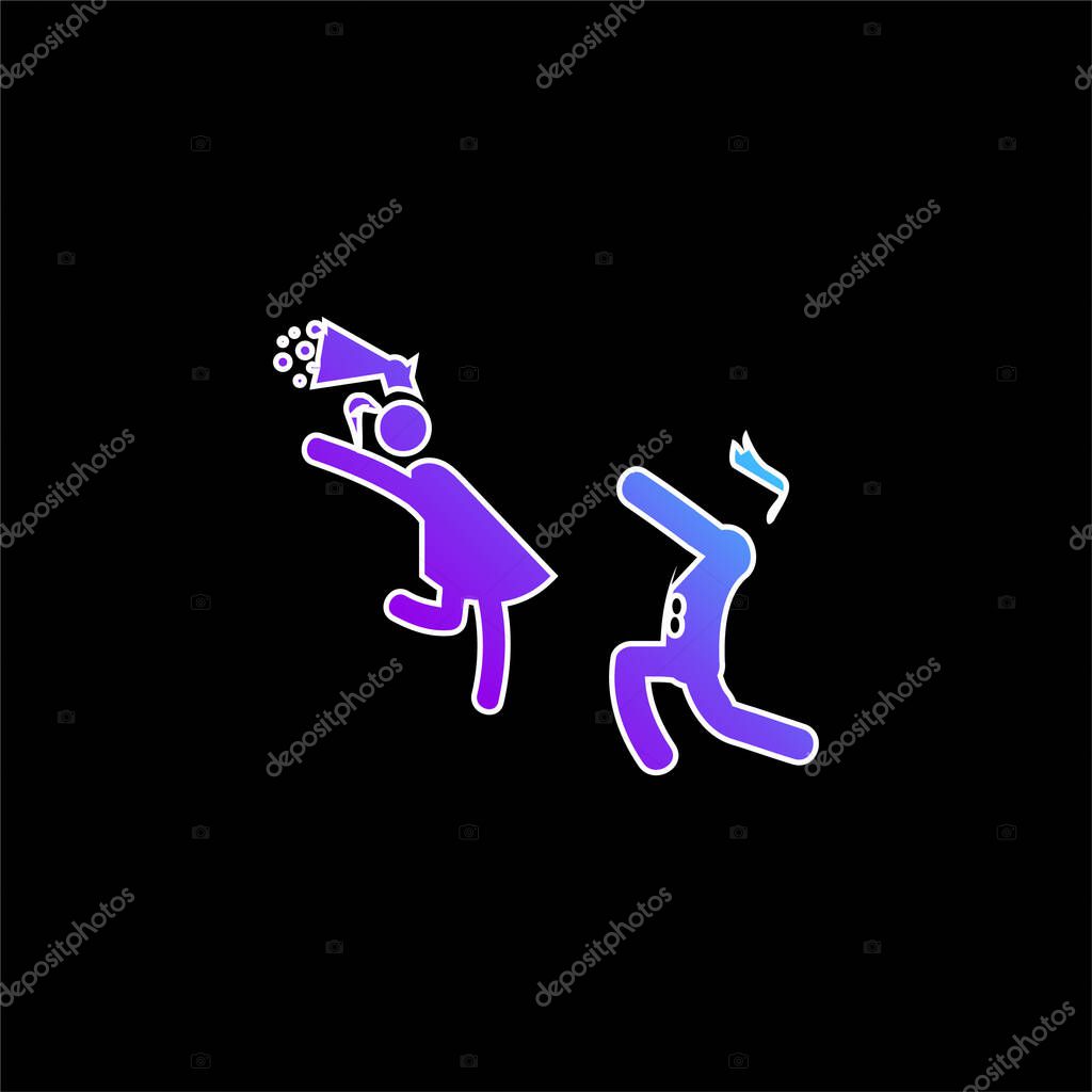 Boy Giving Flowers To His Girlfriend blue gradient vector icon
