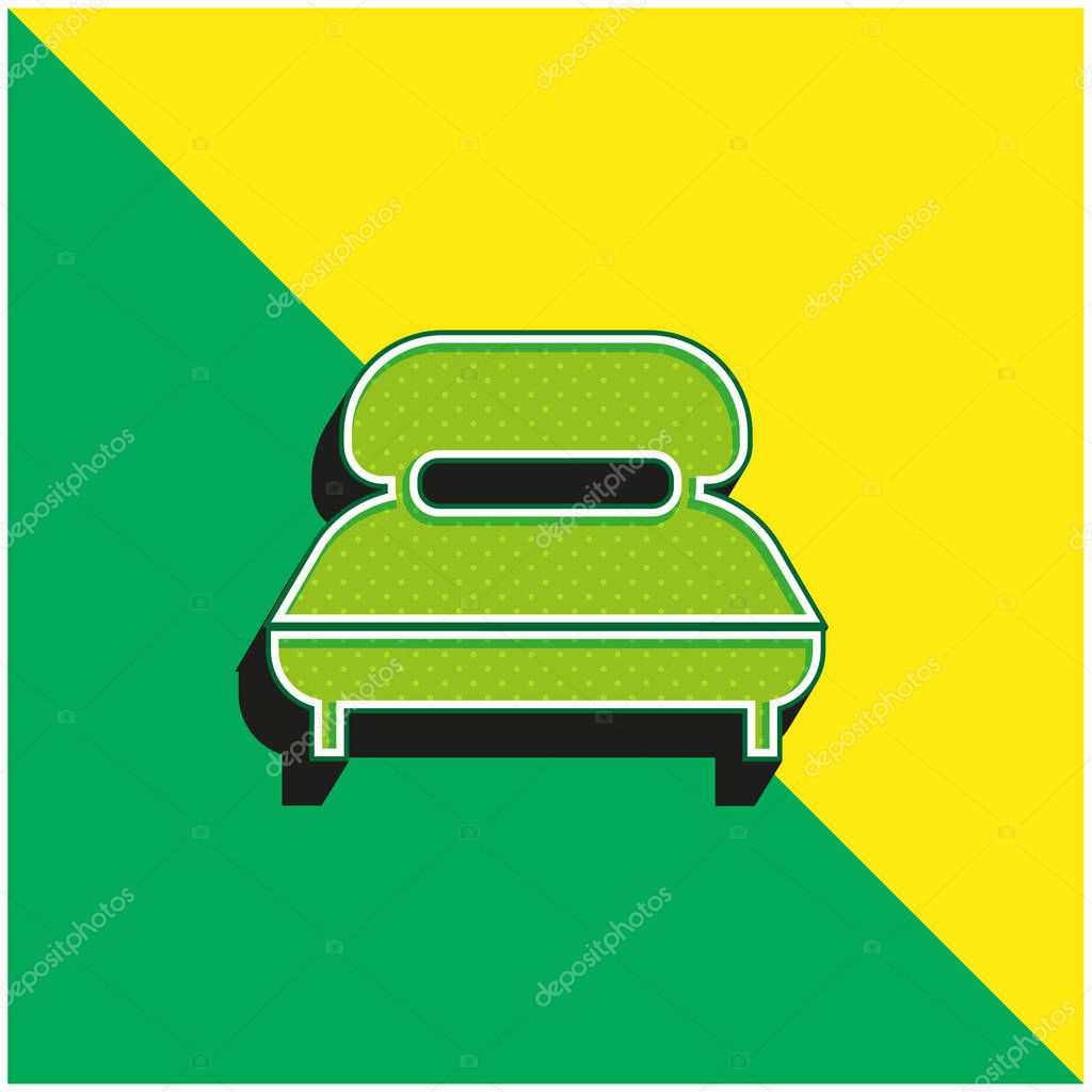 Big Bed With Long Pillow Green and yellow modern 3d vector icon logo