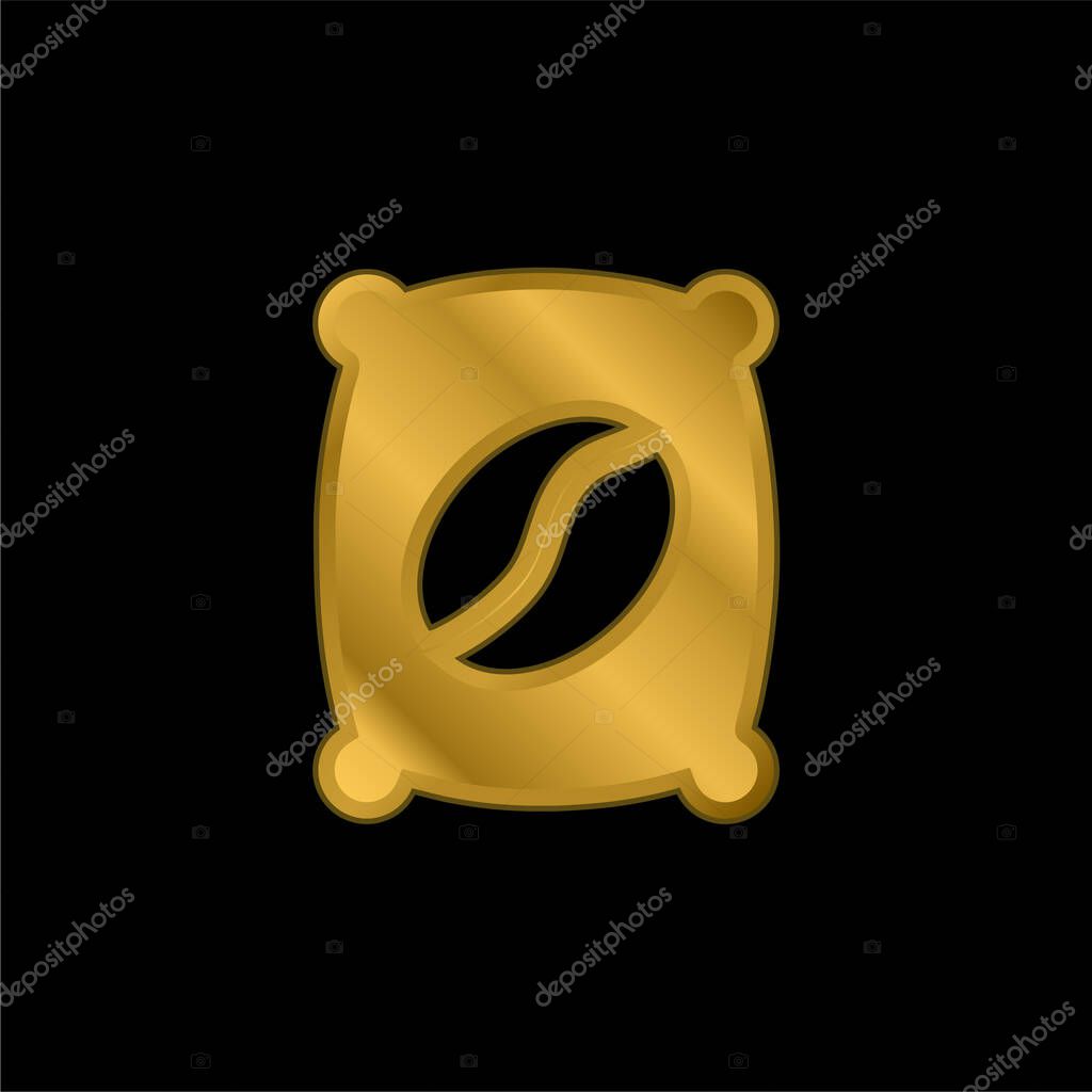 Bag gold plated metalic icon or logo vector